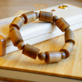 Vòng tay trầm hương trụ trúc “Minh Trí Tài Lộc” TRACY GIFTS, tuổi 10 năm, phong thủy đeo tay may mắn