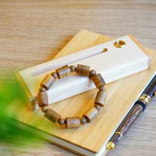 Vòng tay trầm hương trụ trúc “Minh Trí Tài Lộc” TRACY GIFTS, tuổi 10 năm, phong thủy đeo tay may mắn