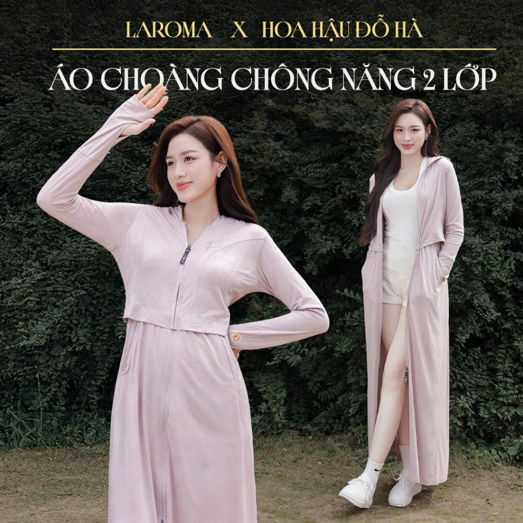 LAROMA Áo Chống Nắng DÁNG DÀI Vải Coolair UV Dệt 2 lớp | UPF50+ | Vải Thơm | Làm Mát | Thoáng Khí