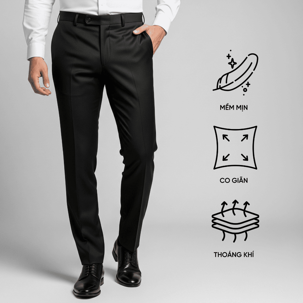 Quần Âu Nam Lamode Slim Fit  Vải Polyester Phong Cách Công Sở LTR0050S0
