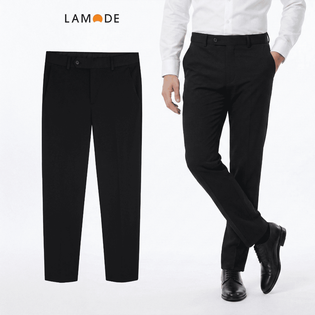 Quần Âu Nam Lamode Công Sở dáng Slim Fit Polyester Visco Spandex LTR0060S0
