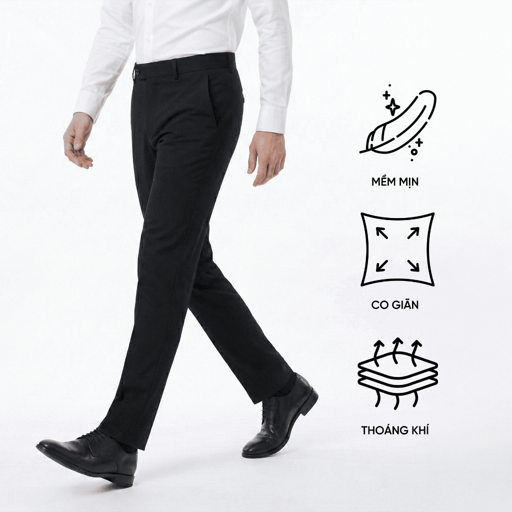 Quần Âu Nam Lamode Công Sở dáng Slim Fit Polyester Visco Spandex LTR0060S0