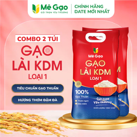 COMBO 2 Túi 5kg - Gạo Lài KDM Loại 1 - Thương Hiệu MÊ GẠO - Thơm Nhiều, Dẻo Mềm