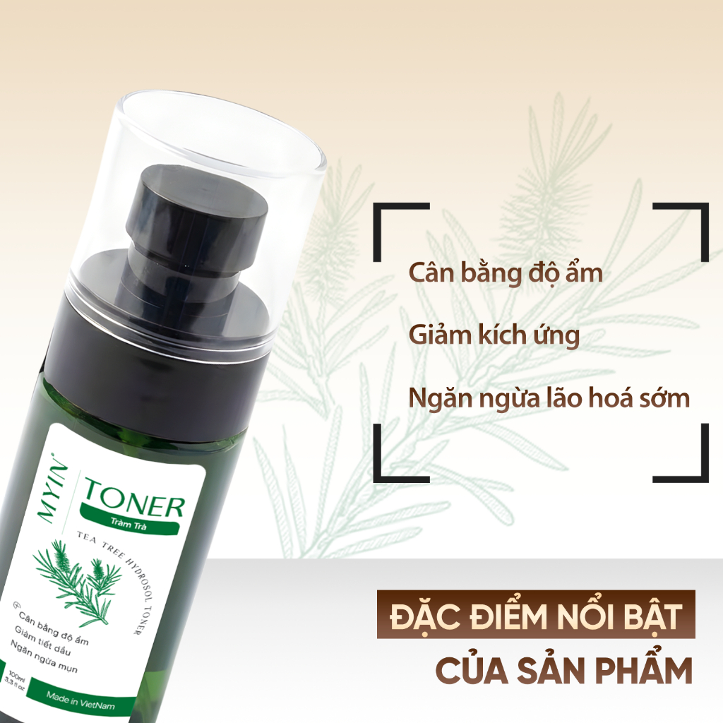MYIN Toner Tràm Trà 100ml - Cân Bằng Dầu, Làm Dịu Da, Hỗ Trợ Giảm Mụn