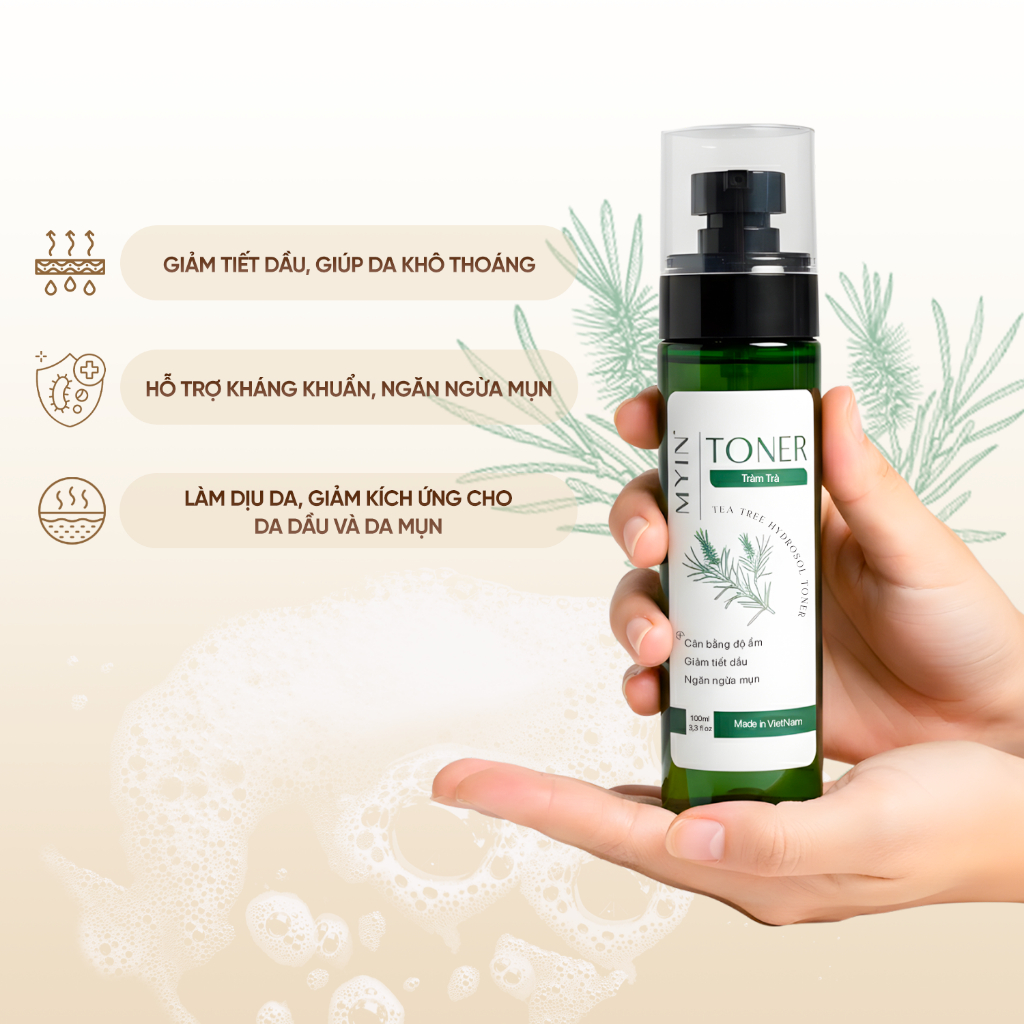 MYIN Toner Tràm Trà 100ml - Cân Bằng Dầu, Làm Dịu Da, Hỗ Trợ Giảm Mụn