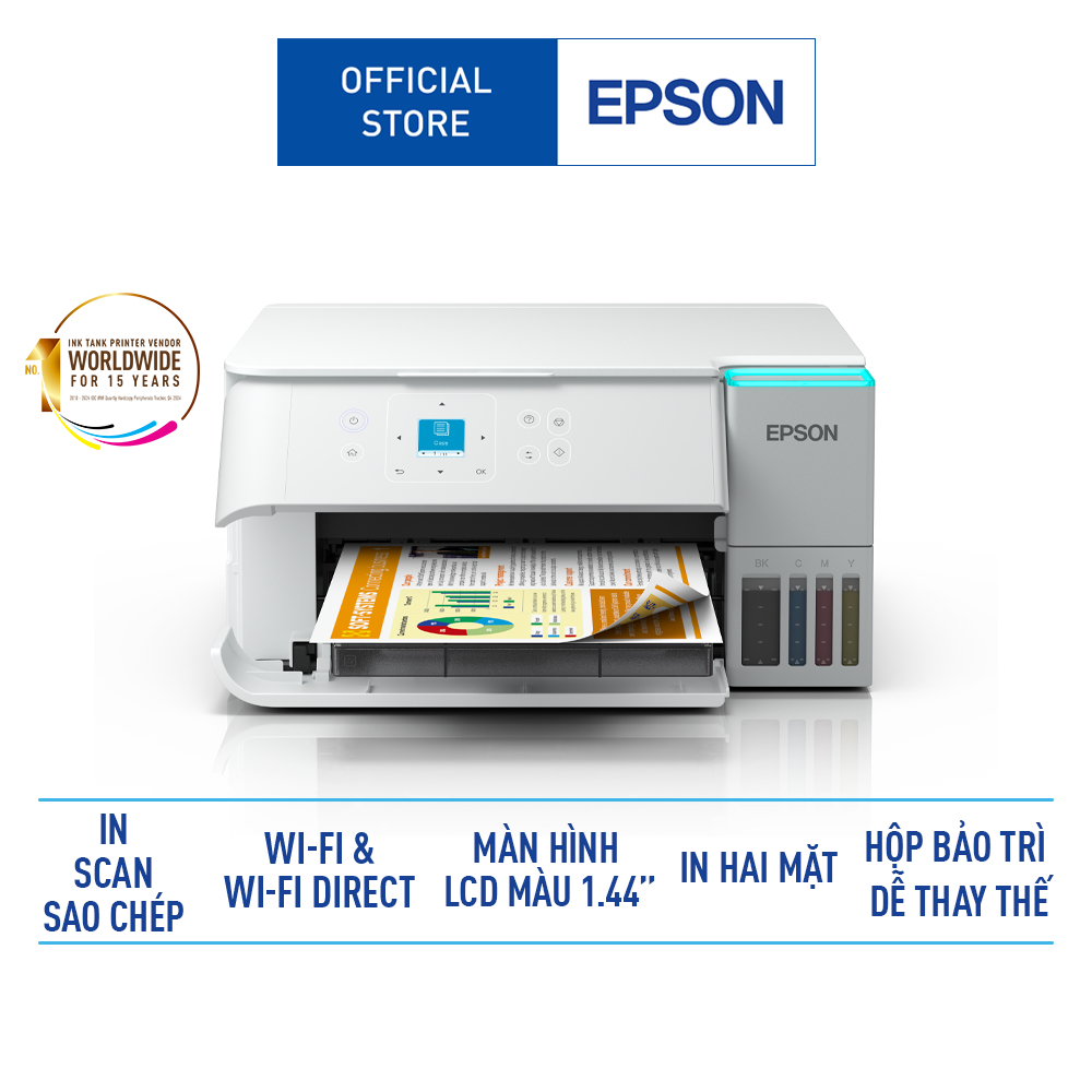 Máy In Phun Màu Đa Chức Năng Epson EcoTank L4366 In Qua Wi-Fi và Hai Mặt Tự Động (Bao Gồm Bộ Mực Chính Hãng Đi Kèm)