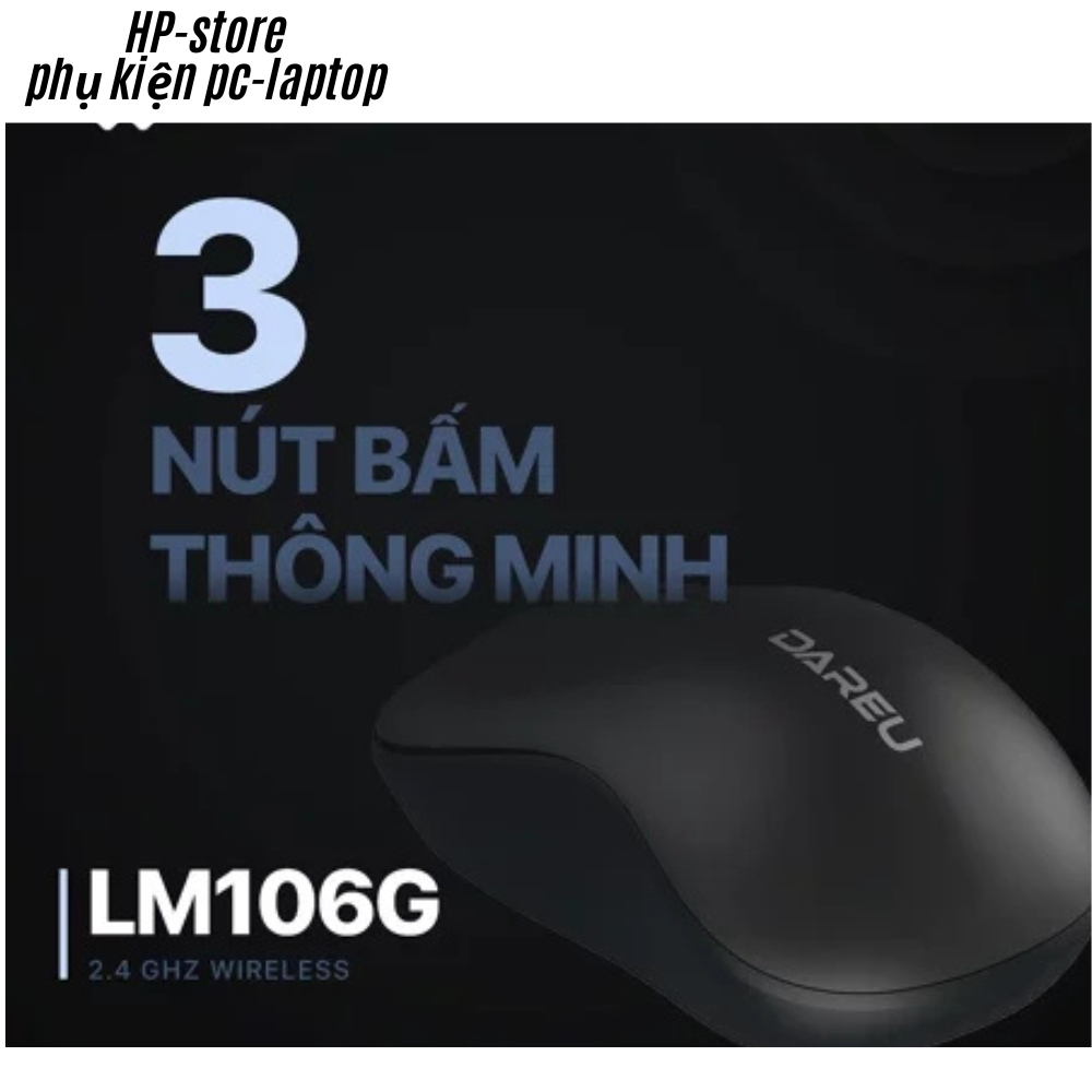 Chuột không dây DAREU LM106G – Nhỏ gọn, Usb wireless tiện dụng – Chính hãng, tặng pin, BH 12t.