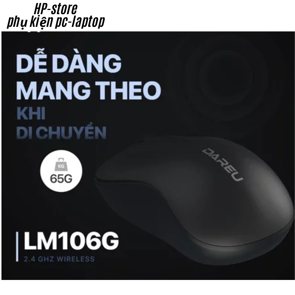 Chuột không dây DAREU LM106G – Nhỏ gọn, Usb wireless tiện dụng – Chính hãng, tặng pin, BH 12t.
