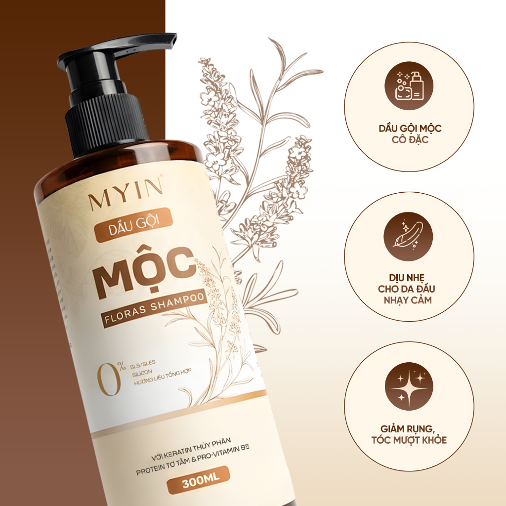 Dầu Gội Mộc Thảo Dược Giảm Rụng Tóc Kiểm Soát Dầu Floras Shampoo Myin 300ml