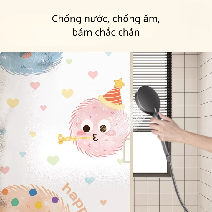 Decal Dán Kính Hoạt Hình 3D Chống Nắng, Decal Dán Cửa Kính Trang Trí Phòng Ngủ Chống Nhìn