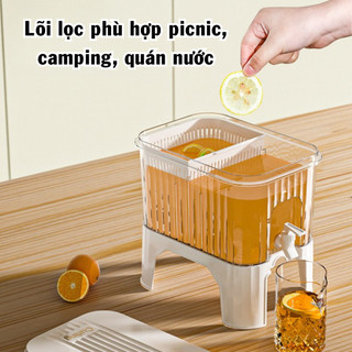 Bình Đựng Nước Tủ Lạnh Có Vòi Rót 3-9L, Bình Đựng Nước Ép, Trà Trái Cây Có Chân Đế Và Lõi Lọc Trà