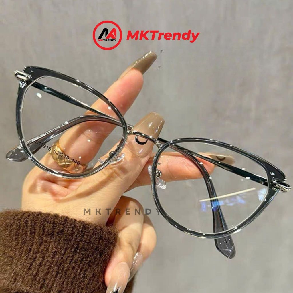 [ĐQ KOL x MKTRENDY] Kính mắt mèo K8 gọng kim loại chống ánh sáng xanh tặng túi đựng kính khăn lau kính