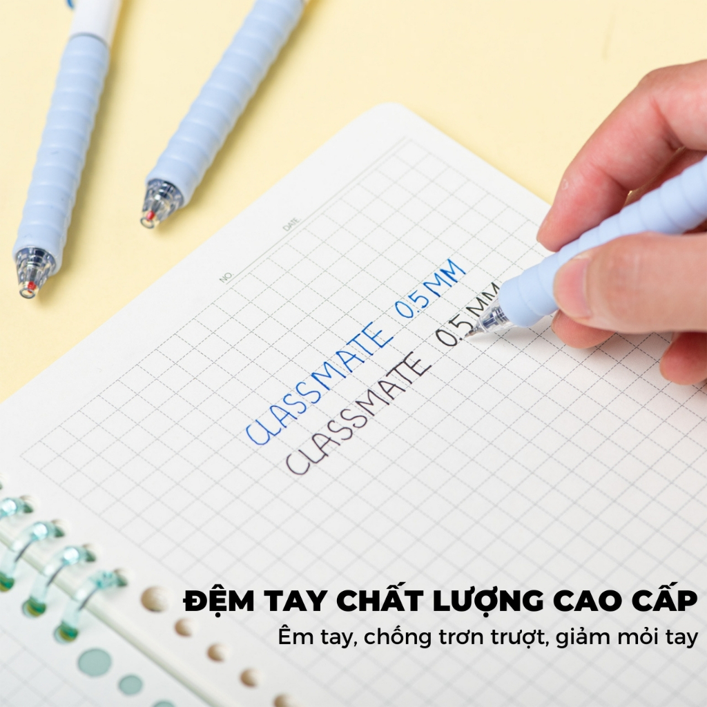 Hộp 10 Bút Gel Bấm Classmate Thay Được Ngòi, Đệm Tay Cao Cấp Chống Chai Tay, Ngòi Siêu Trơn 0.5mm, Mực Nhanh Khô GP115