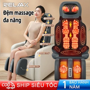 RELAAX Đệm massage toàn thân gia đình - Thư giãn cổ vai lưng eo mông đùi chân như tay người, 3 nhiệt hồng ngoại, remote