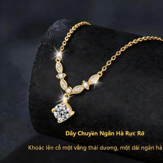 Dây chuyền nữ đính đá zirconia lấp lánh-Chất liệu titan thép không gỉ-Kiểu dáng trẻ trung thanh lịch