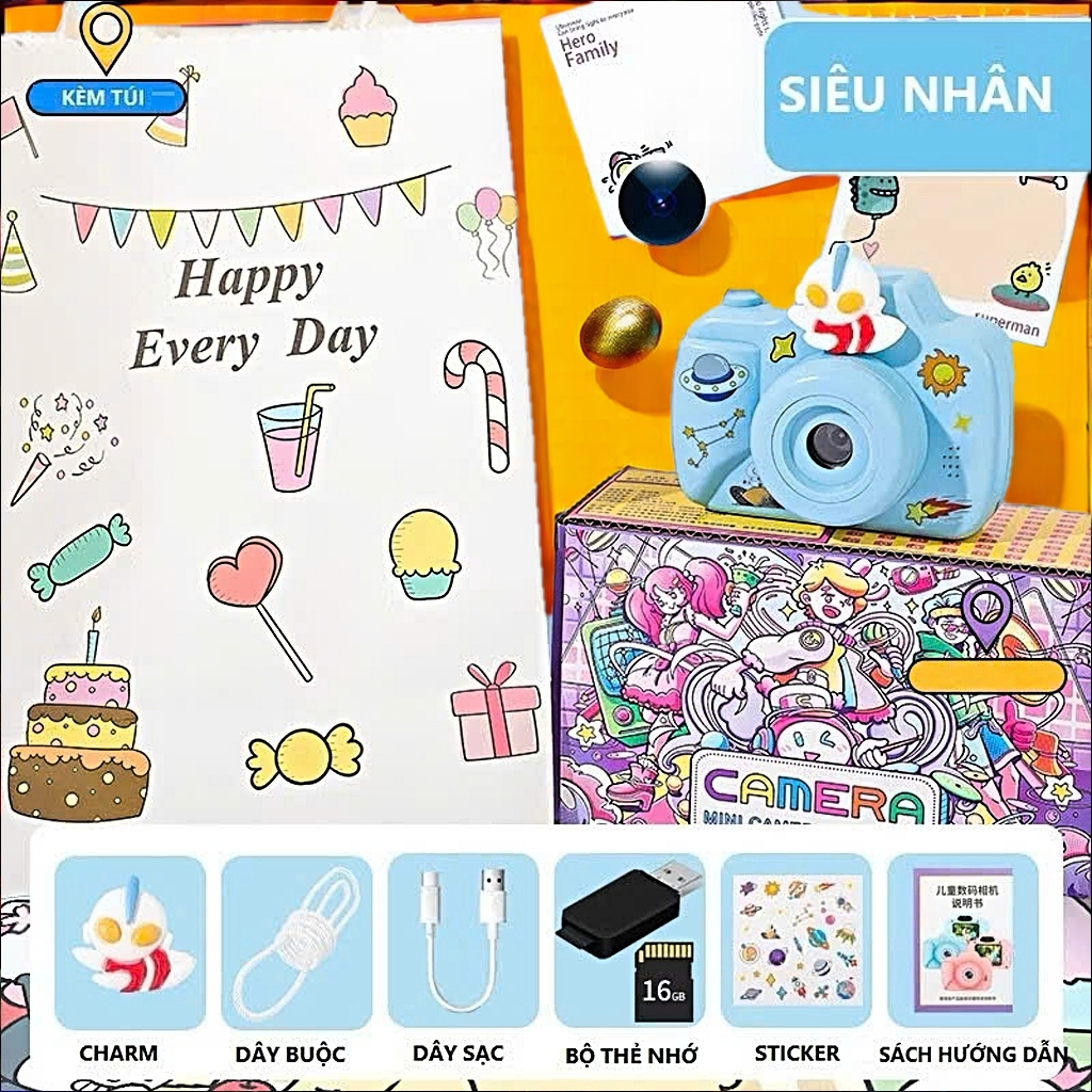 [THẺ 16G] Máy ảnh Kỹ thuật số trẻ em camera có thể chụp ảnh video Kuromi Cinnamoroll Melody