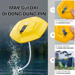 Máy sủi oxi thả nổi bể cá hình UFO dùng pin sạc chống nước IPX7