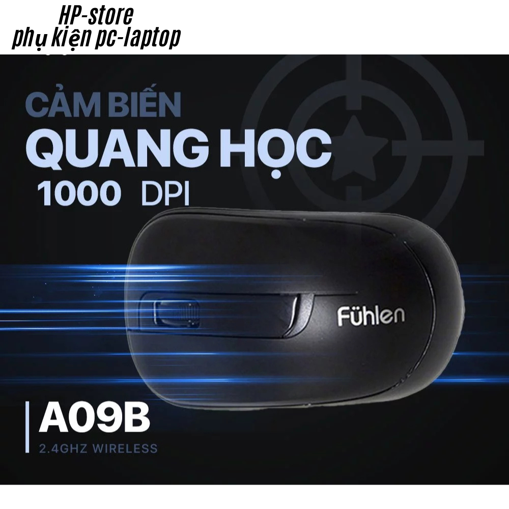 Chuột Không Dây Fuhlen A09b, Độ Nhạy Cao 1000 DPI, Kết Nối USB 10m, Phù Hợp Laptop/PC,BH 12T