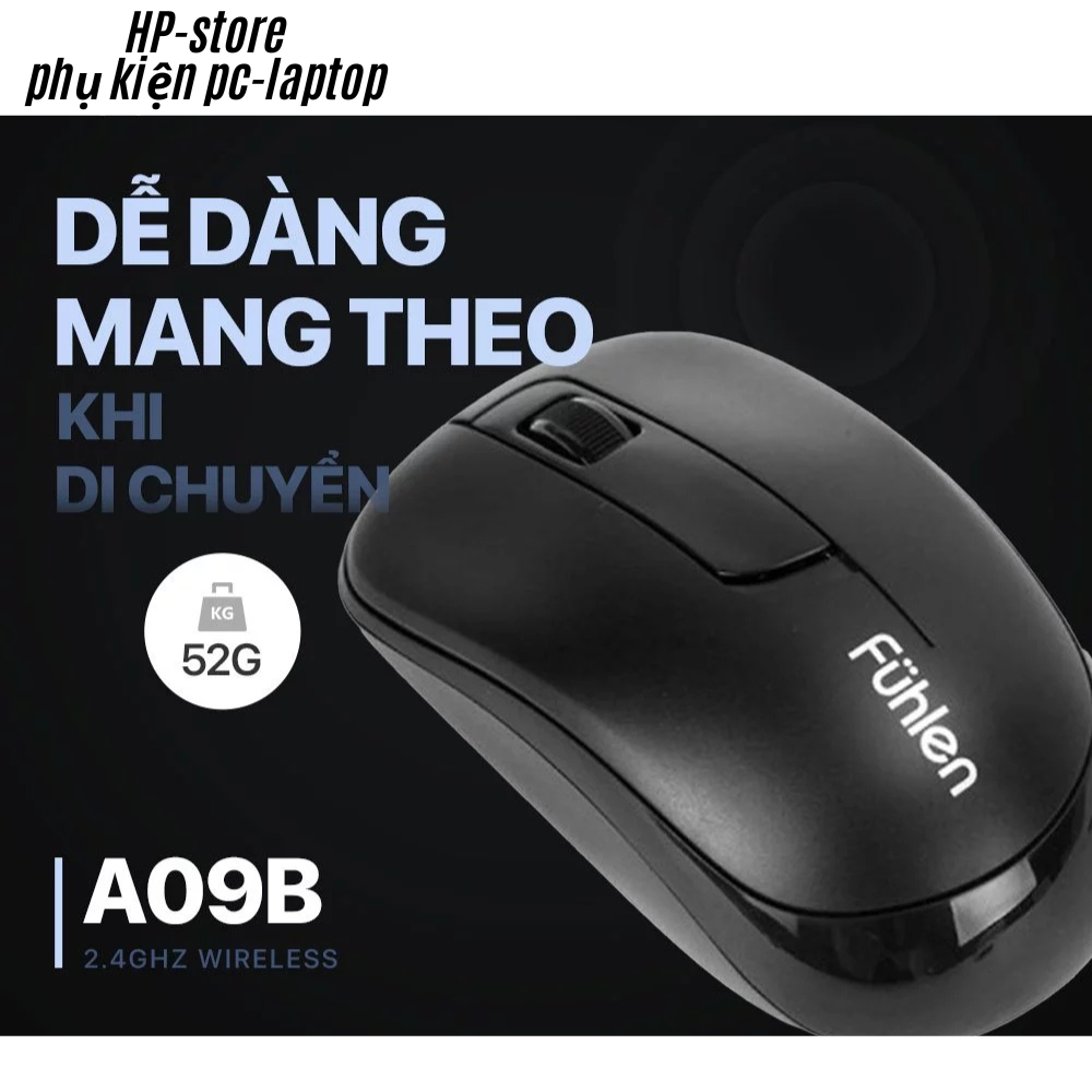 Chuột Không Dây Fuhlen A09b, Độ Nhạy Cao 1000 DPI, Kết Nối USB 10m, Phù Hợp Laptop/PC,BH 12T