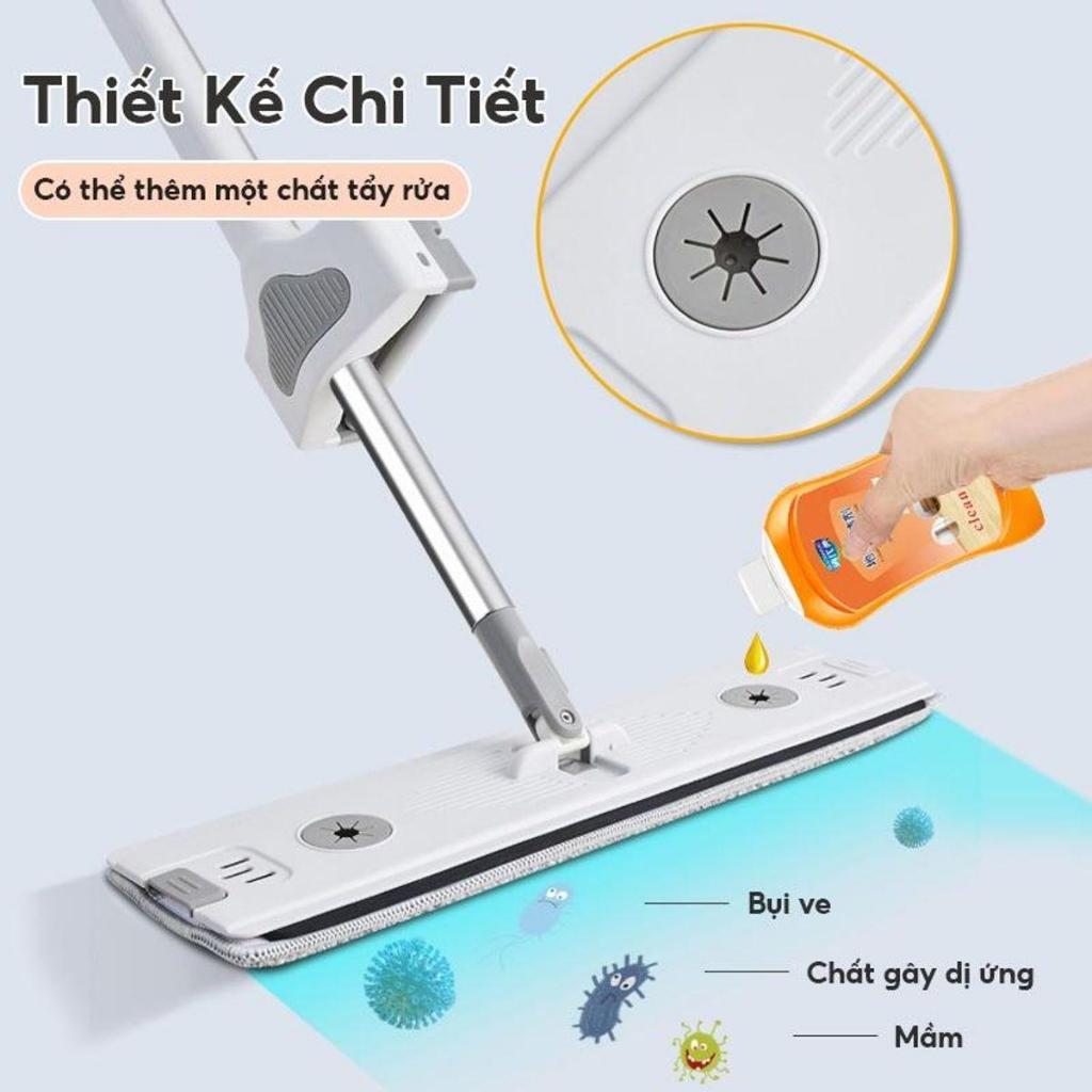 Bộ Cây Lau Nhà Tự Vắt Kèm Xô Gấp Gọn Silicon Thông Minh Tặng Kèm 4 Bông Lau Lau Sàn Cây Lau Nhà Làm Sạch thùng nhựa abs