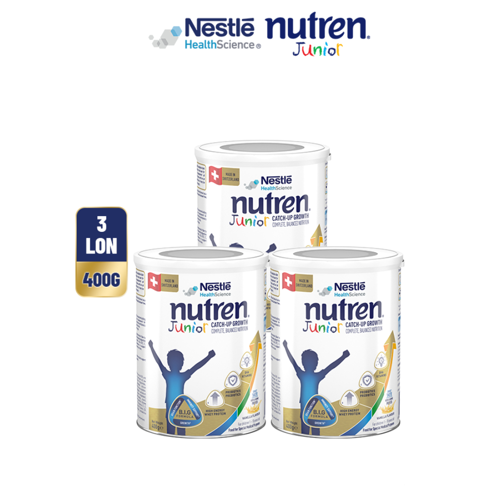 Bộ 3 Sữa Bột NESTLÉ NUTREN JUNIOR Thụy Sĩ Với Công Thức BIG Hỗ Trợ Tăng Trưởng Cho Bé 400G
