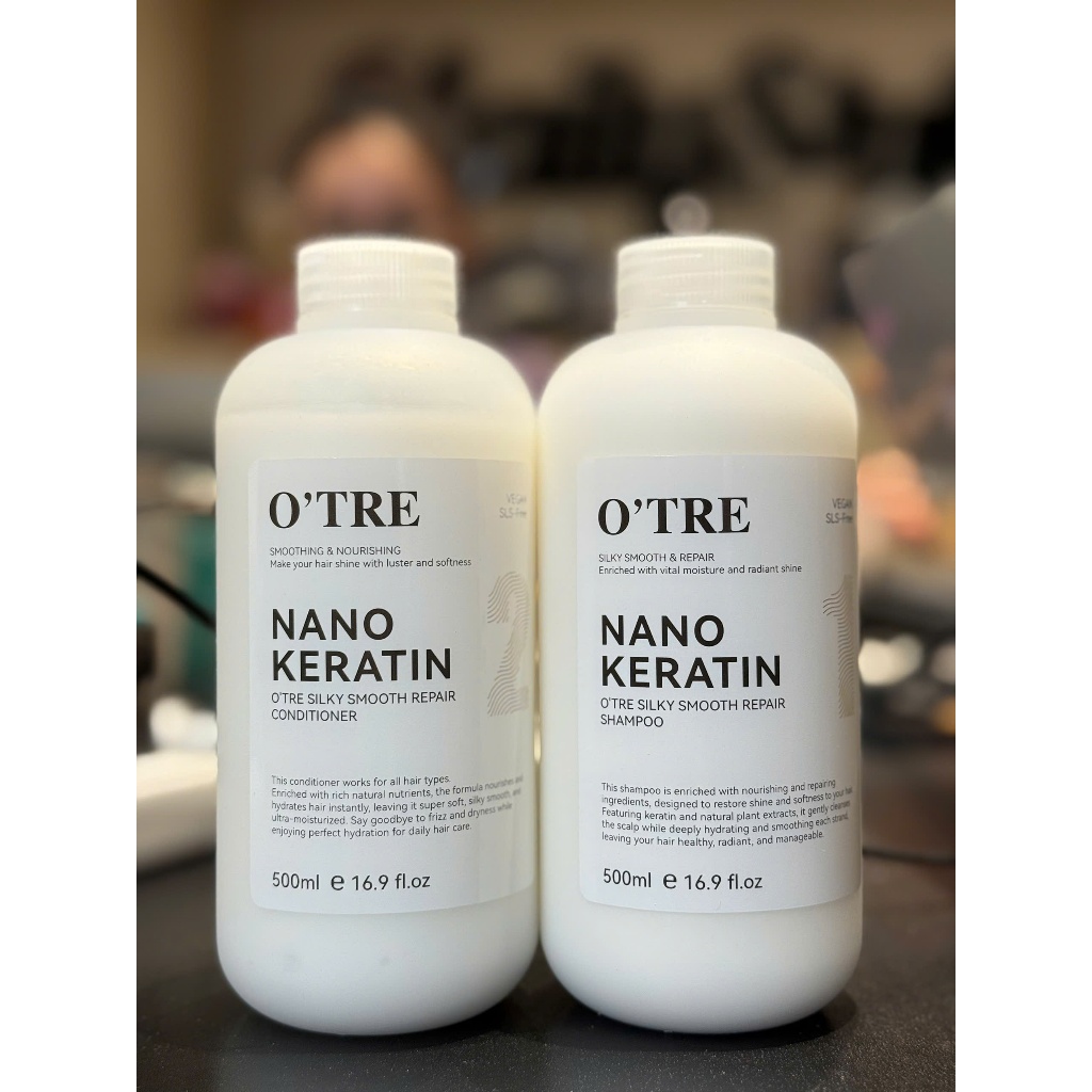 E18_ Combo Dầu Gội Xả O’TRE Nano Keratin Siêu Mềm Mượt chai 500ml/ chai