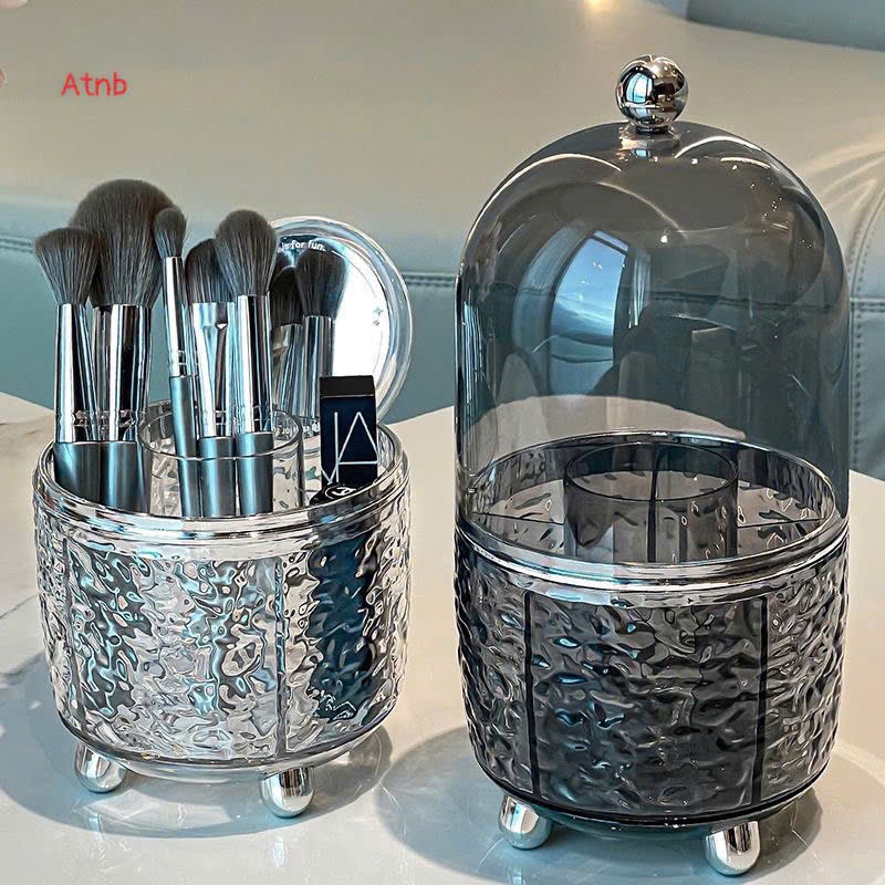 Lọ Đựng Cọ Trang Điểm Xoay 360° Có Nắp Chống Bụi – Hộp Đựng Mỹ Phẩm Hoạ Tiết Gợn Sóng Sang Trọng