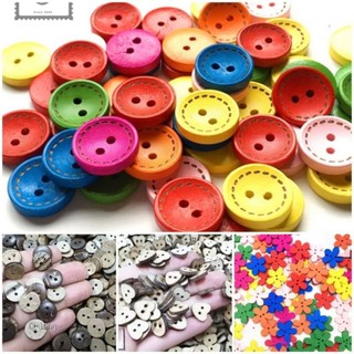 15 - 20 cúc áo gỗ hình hoa, tim, tròn...