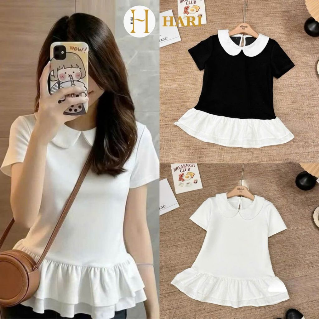 Áo Thun Nữ Cộc Tay Cổ Sen Viền Bèo – Áo Phông Mini Top Form Basic Phong Cách Hàn Quốc Joolate 1614 P13