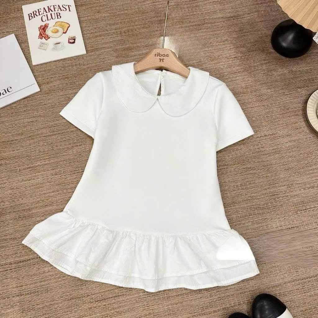 Áo Thun Nữ Cộc Tay Cổ Sen Viền Bèo – Áo Phông Mini Top Form Basic Phong Cách Hàn Quốc Joolate 1614 P13