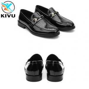 Giày lười nam da Bóng { Dập vân caro tinh tế } Đế khâu Chắc chắn cao thêm 3cm chất liệu da bền mềm đi lại thoải mái