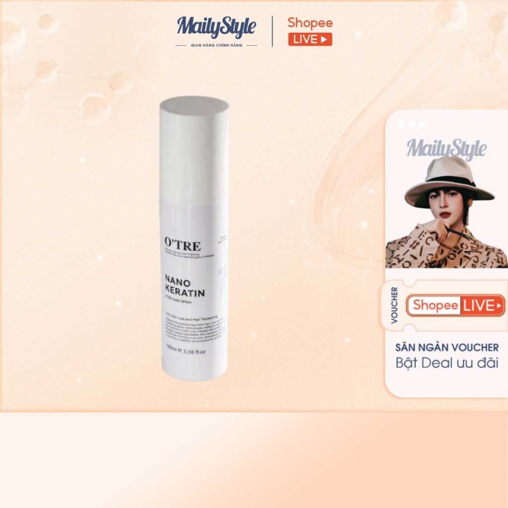 E02_Xịt dưỡng tóc Nano Keratin  O'TRE 100ml, hỗ trợ phụ hồi tóc