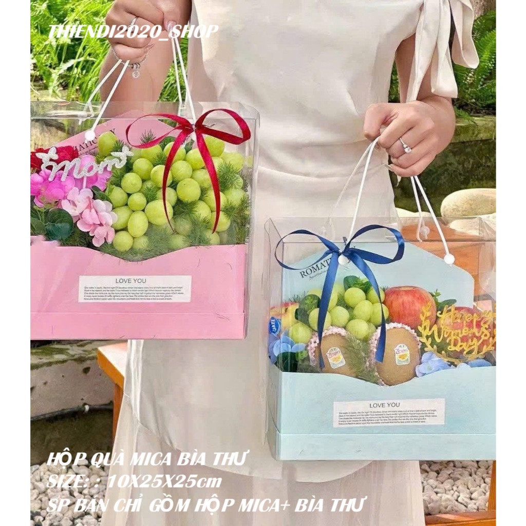TD_SET 5 HỘP QUÀ MICA BÌA THƯ_ HỘP ĐỰNG QUÀ _HOA_TRÁI CÂY_HỘP QUÀ SINH NHẬT_ 20/10_VALENTINE_8/3 (10X25X25cm)