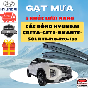 Gạt Mưa Ô Tô HYUNDAI CRETAE, LANTRA, ACCENT, SANTAFE, KONA, PORTER... Lưỡi Silicon Gạt Sạch Êm. 3K