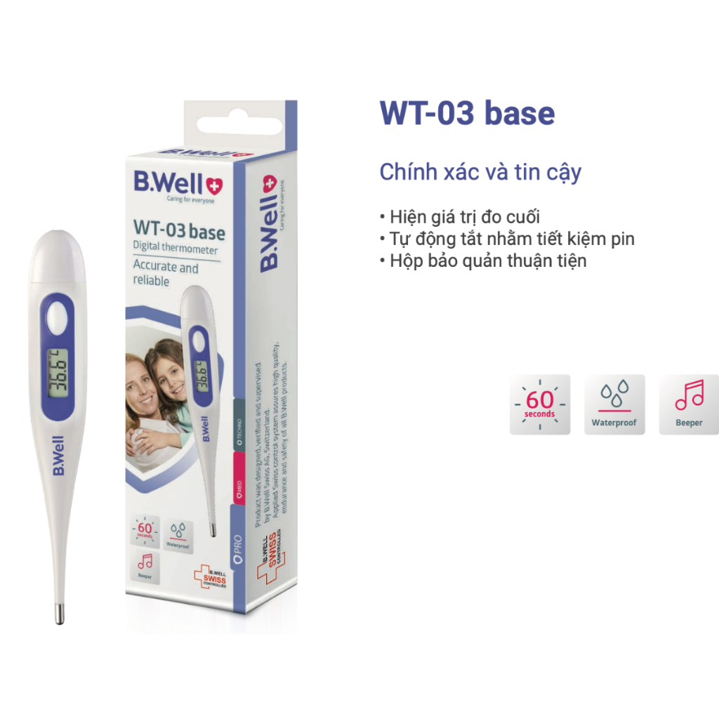 [HÀNG TẶNG KHÔNG BÁN] Nhiệt kế điện tử B.Well Swiss WT-03 base