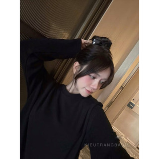 kẹp tóc nơ da chỉ viền đen trẻ trung chuẩn hot girl