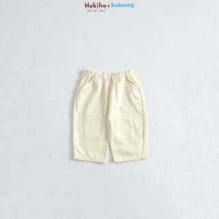 Quần kaki dài đáp gối phong cách Hàn Quốc cho bé trai, bé gái Hokiha vải kaki mềm, thoáng mát size 8-17kg NQ02