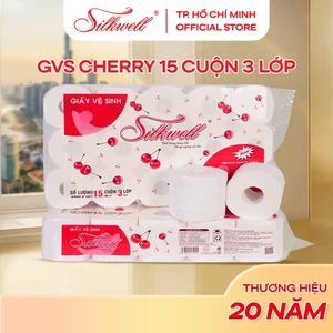 Combo 2 giấy vệ sinh Cherry Silkwell 15 cuộn 3 lớp có lõi, mềm mịn, giá rẻ và an toàn cho mọi nhà