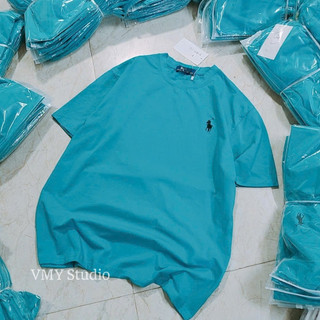 VMY Studio - Áo thun trơn nữ basic thêu ngựa màu xanh năng động trẻ trung QCCC nữ