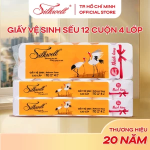 Combo 2 giấy vệ sinh Silkwell Sếu 12 cuộn 4 lớp cao cấp, dày dặn, tự tan được trong nước