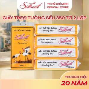 Giấy rút treo tường Silkwell Sếu 350 tờ 2 lớp, khăn giấy rút đa năng tiện lợi