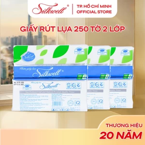 9 gói khăn giấy ăn rút Silkwell 250 tờ 2 lớp dai, mịn, giấy ăn cao cấp an toàn cho gia đình bạn