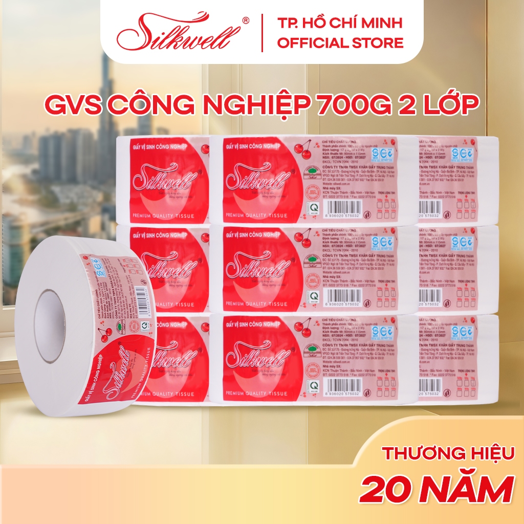 Combo 10 cuộn giấy vệ sinh công nghiệp Silkwell 700gram 2 lớp, siêu tiết kiệm