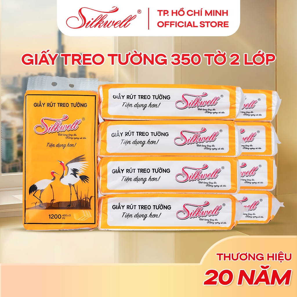 [Mua 5 tặng 1] Giấy rút treo tường Silkwell 350 tờ 2 lớp, khăn giấy rút đa năng, giấy lau bếp, thấm dầu