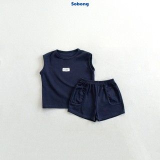 Bộ quần áo ba lỗ may tag basic cho bé trai, bé gái Hokiha vải cotton bozip mềm mại, thoáng mát size 8-17kg BB16