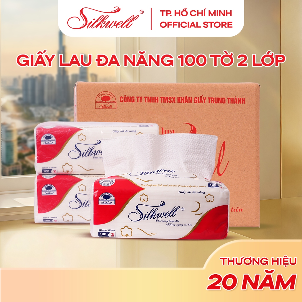 Thùng 9 khăn giấy rút đa năng 100 tờ 2 lớp siêu dai, lau tay, lau bếp & thấm dầu hiệu quả