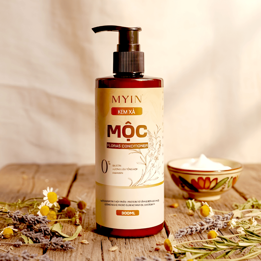 MYIN Kem Xả Mộc Thảo dược 300ml- Phục Hồi Tóc Hư Tổn - Dưỡng Mềm Mượt, Giảm Khô Xơ Chẻ Ngọn