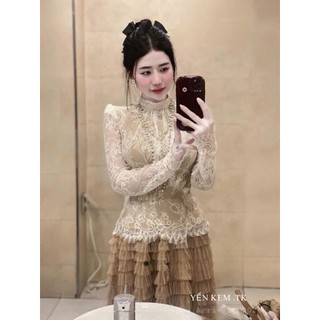 Set áo ren mix chân váy lưới tầng có tách lẻ siêu đẹp sang chảnh cao cấp tiểu thư ngọt ngào xinh đẹp - Baotrang.clothes