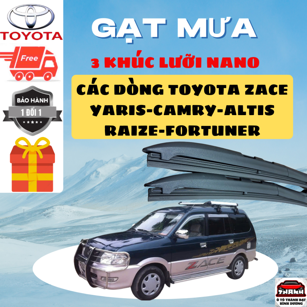 Gạt Mưa Ô Tô CÁC DÒNG XE TOYOTA ZACE ,HILUX,VIOS, INNOVA, FORTUNER, ZACE, CAMRY, AVANZA, VELOZ, Silicon Nano Gạt Sạch Êm