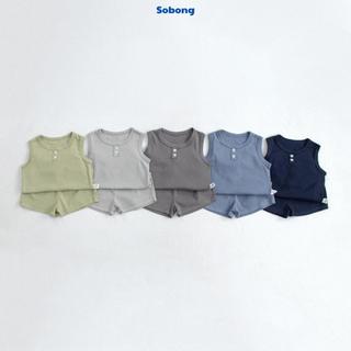 Bộ quần áo ba lỗ phối cúc cho bé trai, bé gái Hokiha vải cotton bozip mềm mại, thoáng mát size 8-17kg BB21